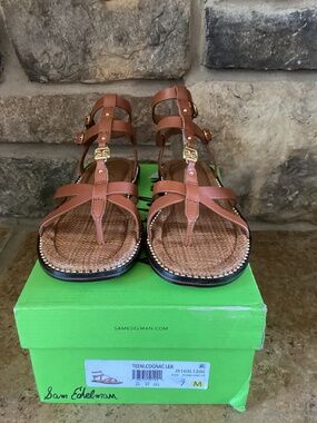Sam Endelman Teeni Gladiator Sandals Womens Size 7 Cognac Leather New